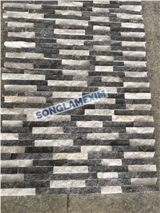 Black - White Marble Stacked Stone 6 Lines
